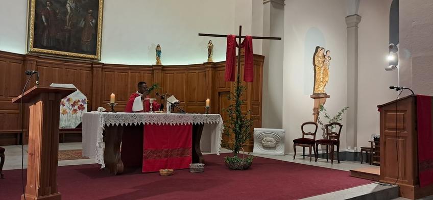 Le Père Emmanuel célébrant la messe des Rameaux Le Père Emmanuel célébrant la messe des Rameaux
